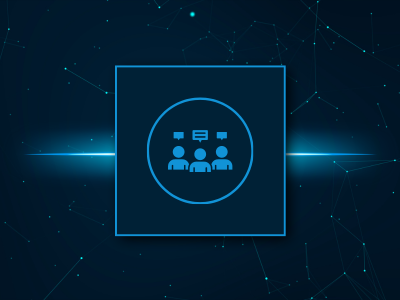 Image shows a graphic of a team of people to demonstrate how DriveWorks software is used to run our own processes